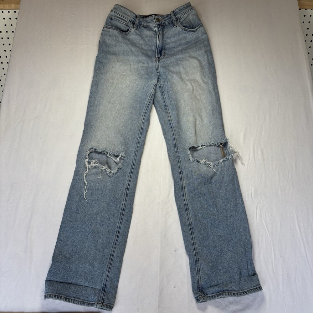 Hollister Jeans Womens Size 1R 25x31 Curvy Ultra High Rise Dad Light Blue Wash